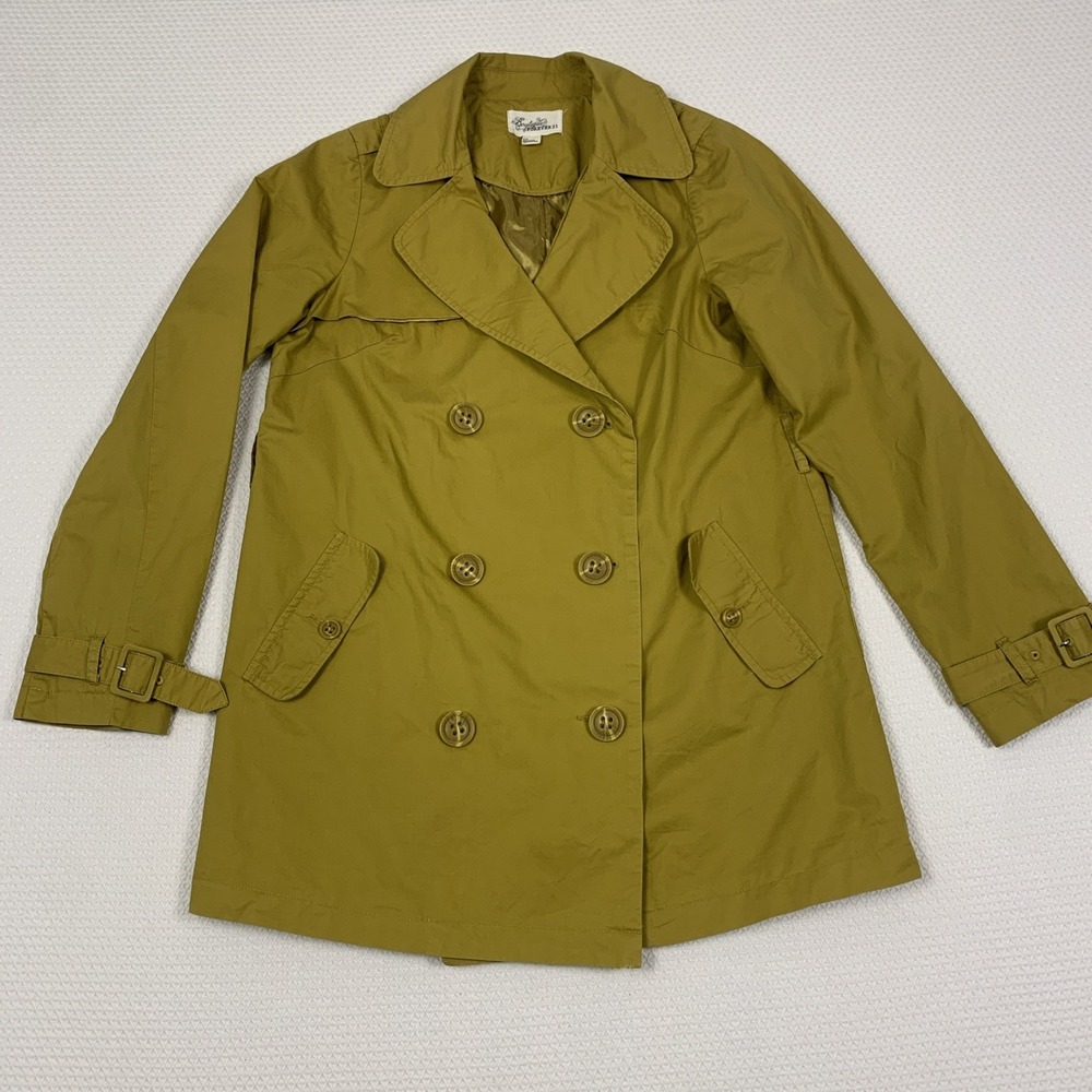 Forever 21 Mustard Yellow Trench Coat Womens Small S Mid Length Jacket